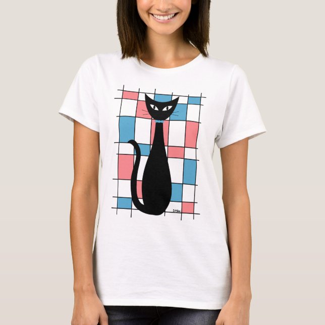 Katzenjacke Mitte des Jahrhunderts mit blauen und  T-Shirt (Vorderseite)