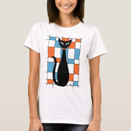 Katzenjacke Mitte des Jahrhunderts mit orangen und T-Shirt