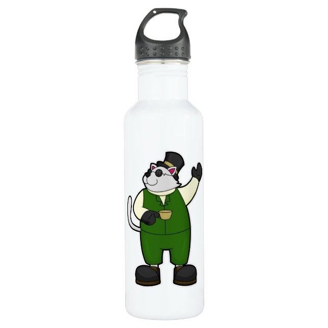 Katzenjammer mit Kaffee und Hut Edelstahlflasche (Vorderseite)