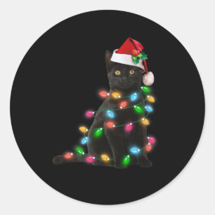 Katzenjunges Weihnachtslicht Katzenliebhaber Runder Aufkleber