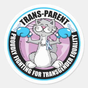 Katzenkämpfer für Trans-Parent Runder Aufkleber