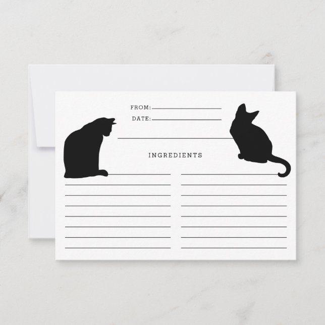 Katzenkarten Silhouetten Schwarz-Weiß-Rezeptionska Einladung (Vorderseite)