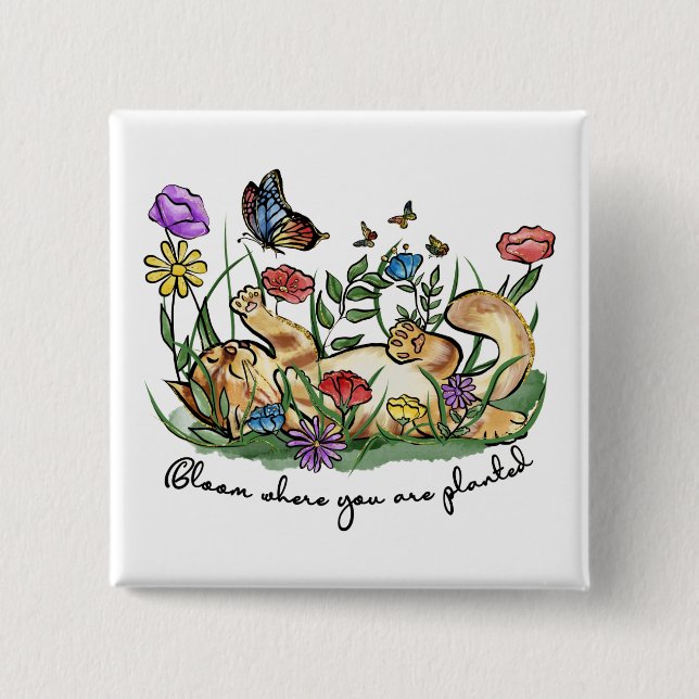 Katzenkätzchen spielen Gartenschmetterling-Blume b Button (Vorderseite)