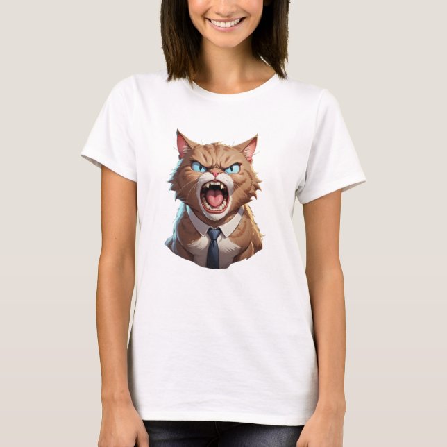 Katzenkatze des grauen Chefs niedliche lustige wüt T-Shirt (Vorderseite)