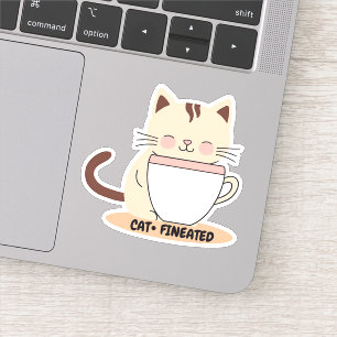 Katzenkatze mit Kaffee wasserdicht Aufkleber