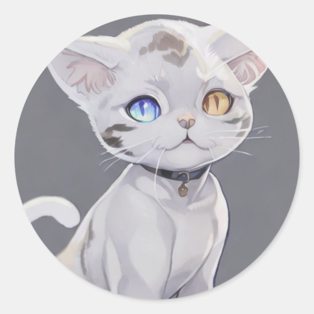Katzenkatze mit unterschiedlichen Augen Runder Aufkleber (Vorderseite)