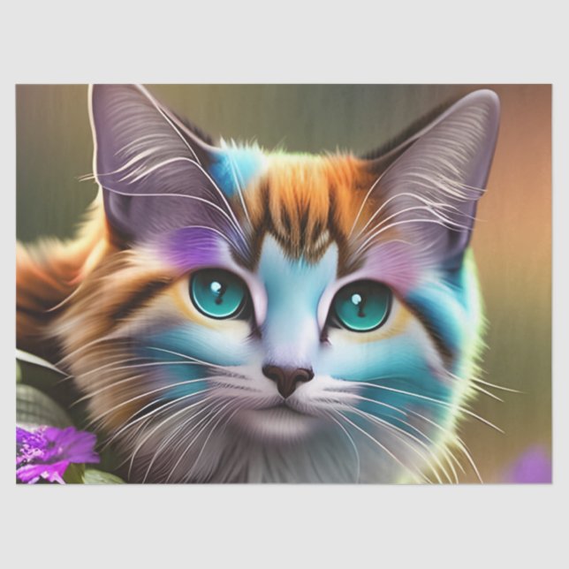 Katzenkatze und Blume Seidenpapier (Vorderseite)