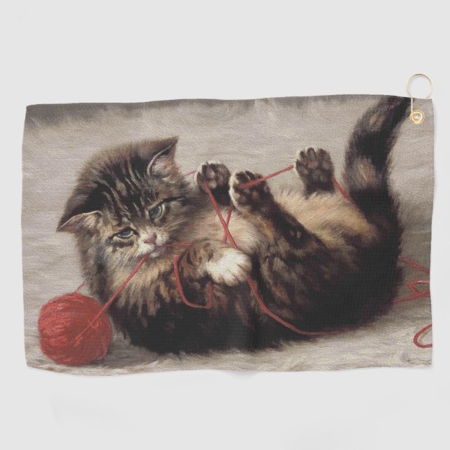 Katzenklatsche, eine Katze, die Galle aus dem Garn Golfhandtuch (Horizontal)