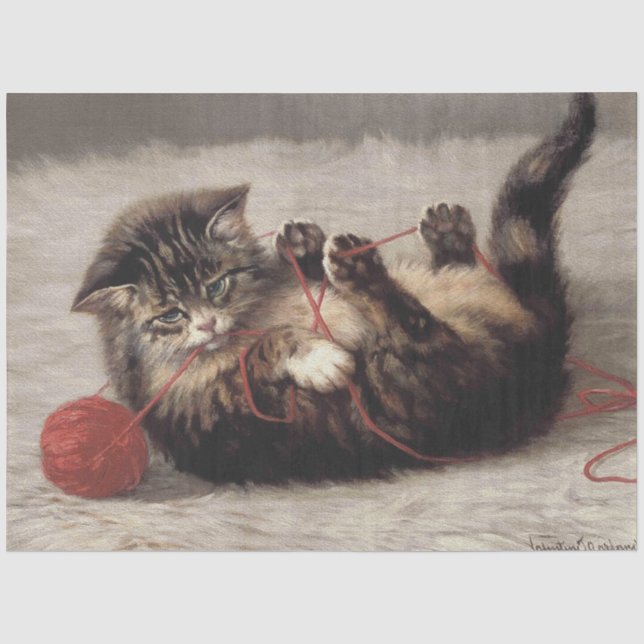 Katzenklatsche, eine Katze, die Galle aus dem Garn Seidenpapier (Vorderseite)