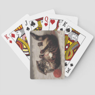 Katzenklatsche, eine Katze, die Galle aus dem Garn Spielkarten