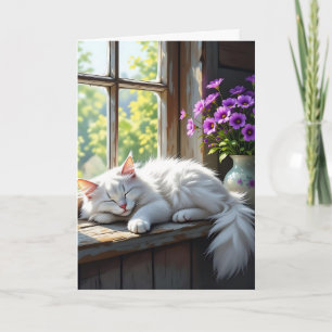 Katzenklatschen auf der Fensterfläche Happy Birt Karte
