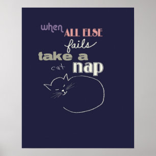 Katzenkletterkunst mit humorvollem Zitat für Katze Poster