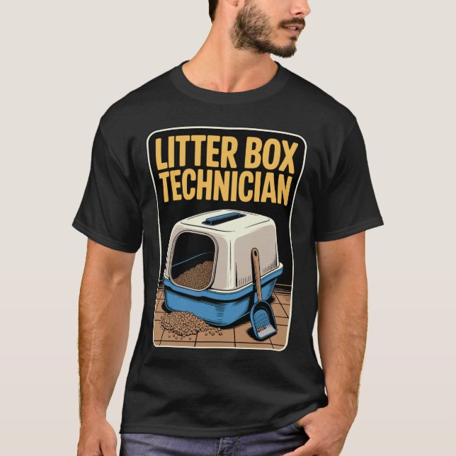 Katzenkloo-Techniker Lustiger Katzenliebhaber T-Shirt (Vorderseite)
