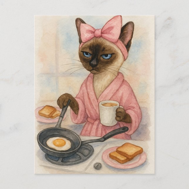 Katzenkochen Frühstück Pawsiful Köstlich! Postkarte (Vorderseite)