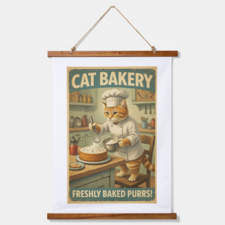 Katzenkochposter-Wandkunst Wandteppich Mit Holzrahmen