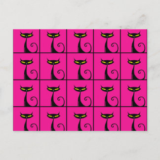 Katzenkollage in heißen rosa und schwarzen Kitten Postkarte