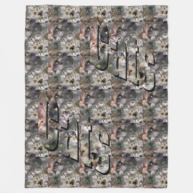 Katzenkollektion und Logo, groß Fleecedecke (Vorderseite)