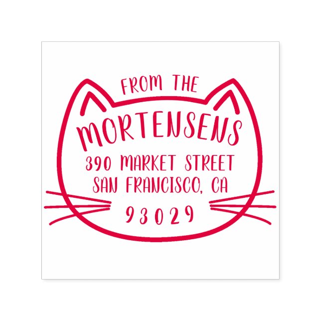 KatzenKontur Typografie Familienname Rücksendeadre Permastempel (Design)