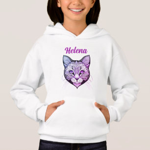 Katzenkopf Farbverlauf blau-lila Hoodie