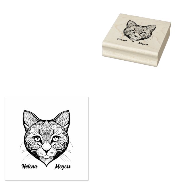 Katzenkopf Gummistempel (Stempel)
