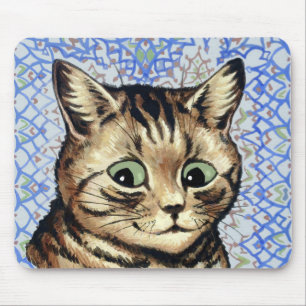 Katzenkopfzeichnung von Louis Wain Mousepad