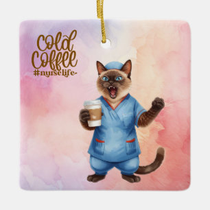 Katzenkrankenpfleger Leben Kalter Kaffee Keramikornament