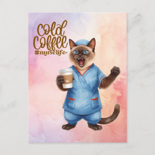 Katzenkrankenpfleger Leben Kalter Kaffee Postkarte