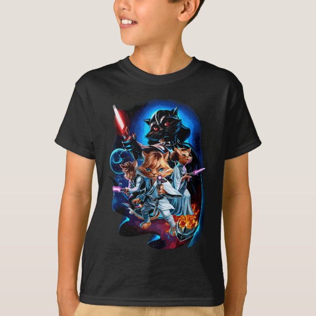 Katzenkrieger Epic Galaxy Battle, Sci-Fi Space, T-Shirt (Vorderseite)