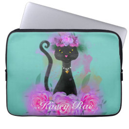 Katzenkrone aus schwarzer Katzenjacke in rosa Rose Laptopschutzhülle