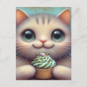 Katzenkuchen mit Catnip Cupcake Postkarte