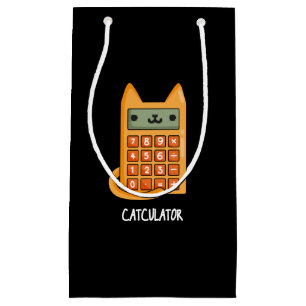 Katzenkulator Funny Calculator Pun Dark BG Kleine Geschenktüte