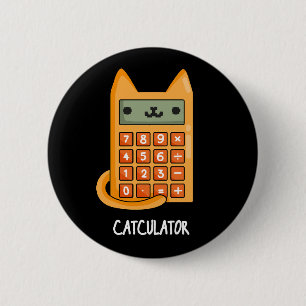 Katzenkulator Funny Kitty Cat Calculator Pun Dark Button