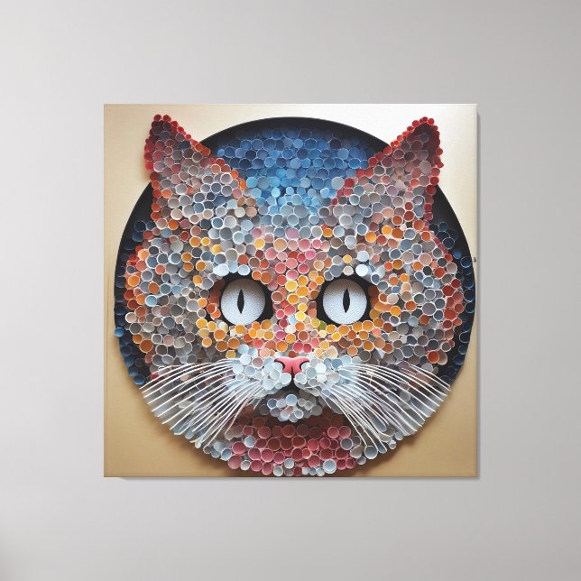 Katzenkunst ganz aus Zirkeln Leinwanddruck (Vorderseite)