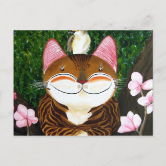 Katzenkunst - Holz (5 Elemente) Postkarte