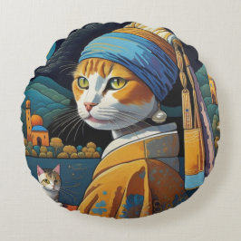 Katzenkunst Rundes Kissen