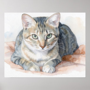 Katzenkunstposter mit getigertem Muster Poster