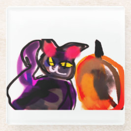 Katzenkürbis Glasuntersetzer