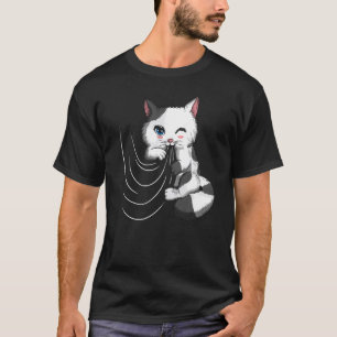 Katzenkuscheln mit Federplissen mit Vorhang T-Shirt