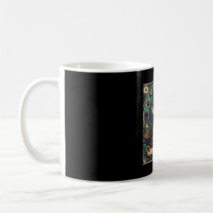 Katzenlady Halloween Skelett Blumen Mond Kompass Kaffeetasse