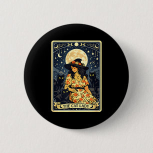 Katzenlady Hexe Mond schwarze Katzen Halloween Mag Button