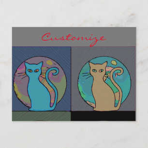 Katzenlady Mehrere Katzen Sitzen Thunder_Cove Postkarte