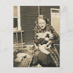 Katzenlady Postkarte