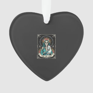 Katzenlady-Skelett-Tarot-Blumen-Gotik Ornament