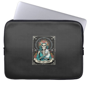 Katzenlady-Skelett-Tarot-Blumen-Gotisch Laptopschutzhülle