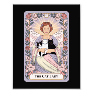 Katzenlady Tarotkarte Hexenhaftes Katzenmütterchen Fotodruck