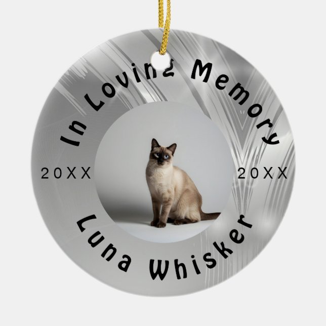 Katzenleben Zeitstrahl Foto Erinnerungskunst Keramik Ornament (Vorne)
