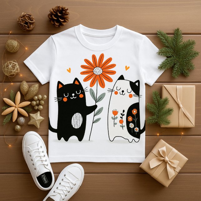 Katzenliebe T-Shirt Design ("Flower of Friendship – Cute Cat T-Shirt Design")