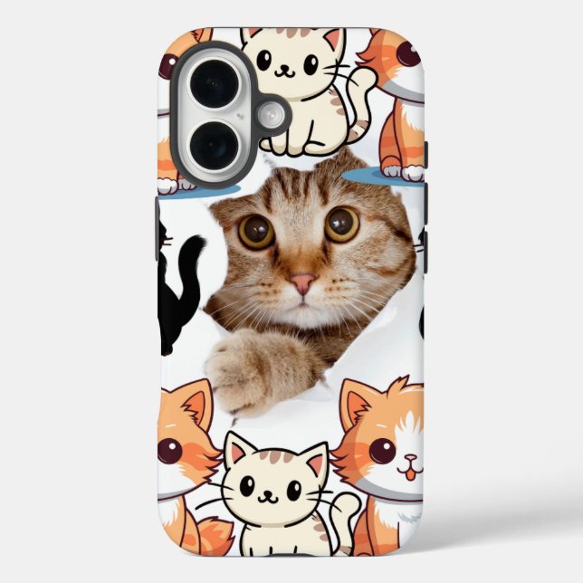 Katzenliebhaber der Mousse iPhone 16 Hülle (Rückseite)