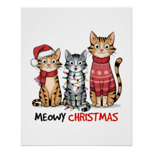 Katzenliebhaber-Geschenk Meowy Weihnachten Poster