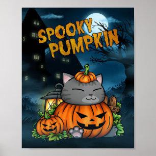 Katzenliebhaber Halloween Katze Kürbis Poster